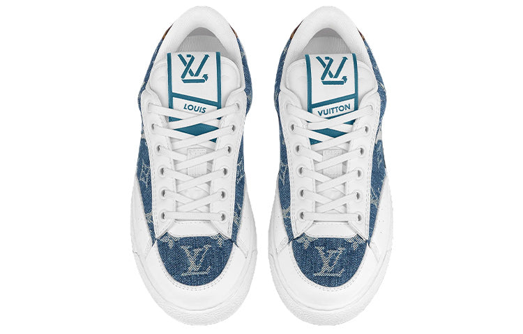 (WMNS) LOUIS VUITTON Charlie Sneakers 'White with Denim Monogram' 1A9S44 #
