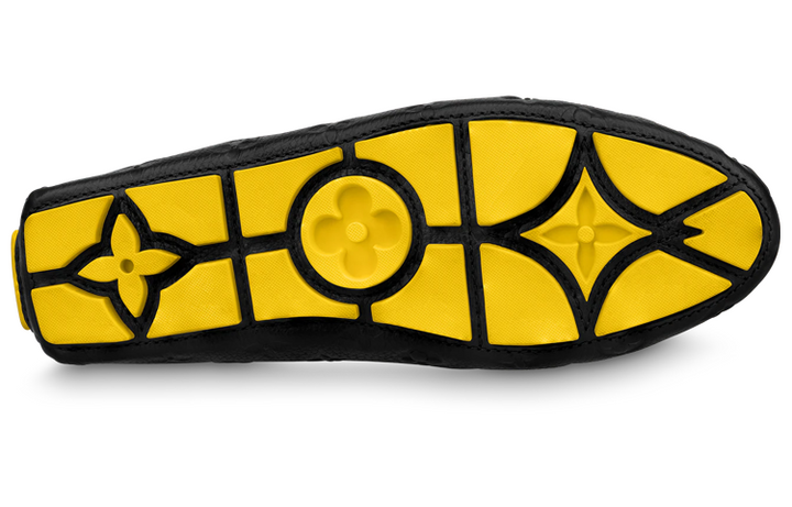 LOUIS VUITTON x YAYOI KUSAMA Moccasin Shoes 'Black Monogram with Yellow' 1ABD55 #