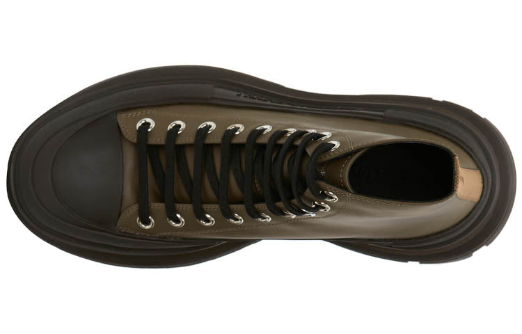 Alexander McQueen Leather Ankle Boots 'Khaki Green' 627206WHYK33238 #