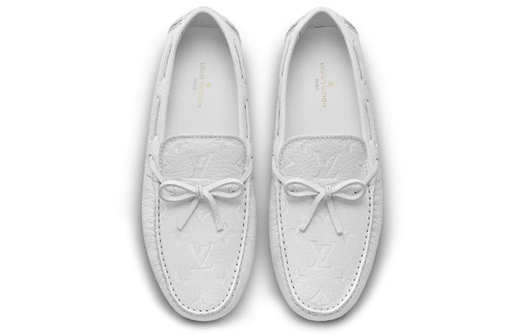 LOUIS VUITTON Arizona Moccasin Shoes 'White Logo Monogram' 1A5Y93 #