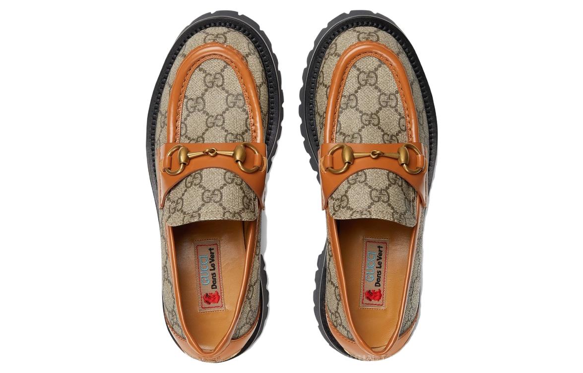 (WMNS) Gucci GG Canvas Platform Loafers Horsebit 'Brown Leather' 723283-FAA0Q-9790 #.