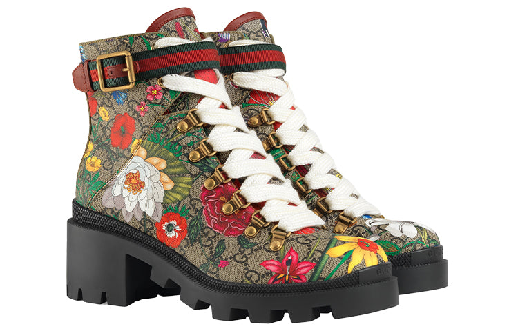 (WMNS) Gucci Double g Ankle Boots Flowers Embroidered 602184-HT510-8494 #.