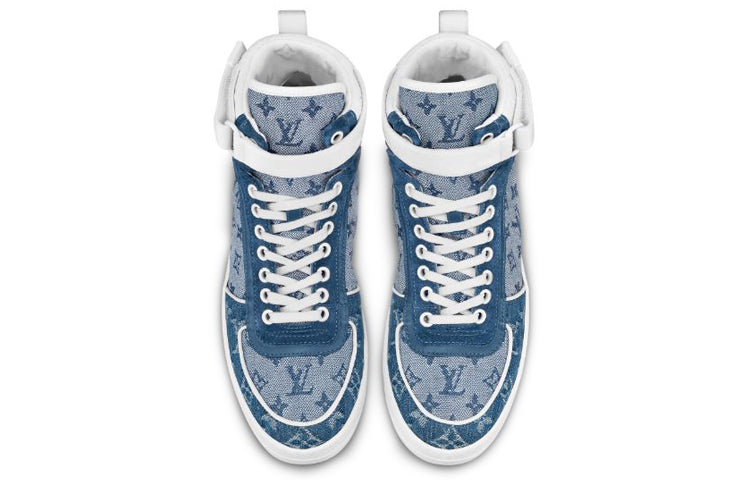 (WMNS) LOUIS VUITTON LV Boombox Monogram High-Top Sneakers Denim-Blue 1A8E3C #
