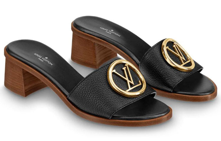 (WMNS) LOUIS VUITTON Lock It Heeled Mules 'Black' 1A57DG #