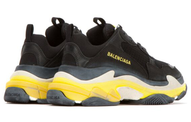 (WMNS) BALENCIAGA Triple S Daddy Shoes Black/Yellow 531388W090G1087 #