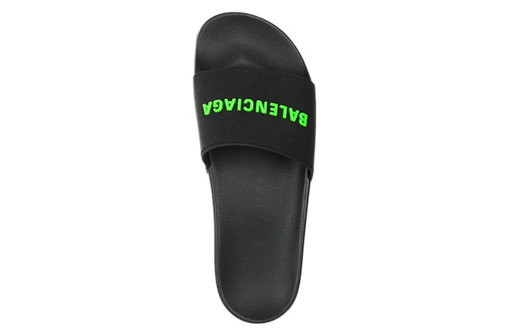 Balenciaga Rubber Slides 'Black Fluo Green' 565826W1S811030 #