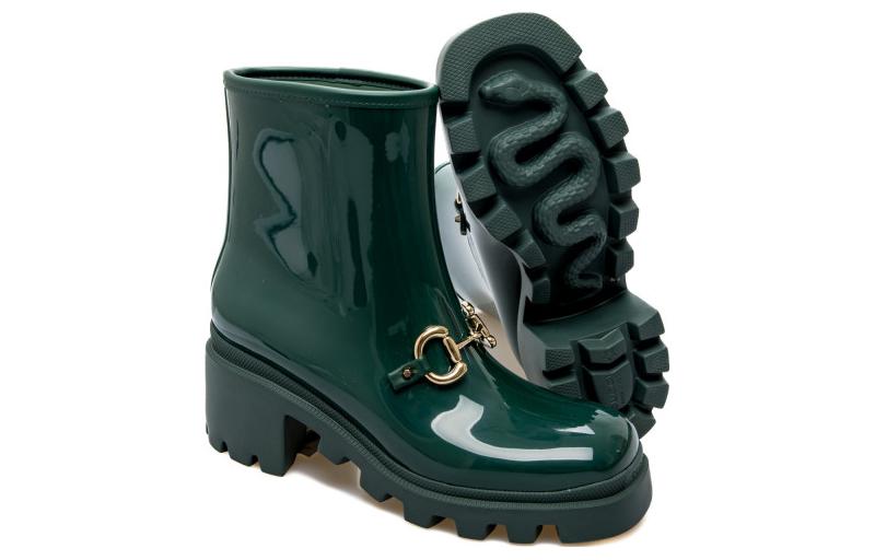 (WMNS) Gucci Rubber Ankle Boot With Horsebit 'Dark Green' 670407-JCCP0-3154 #