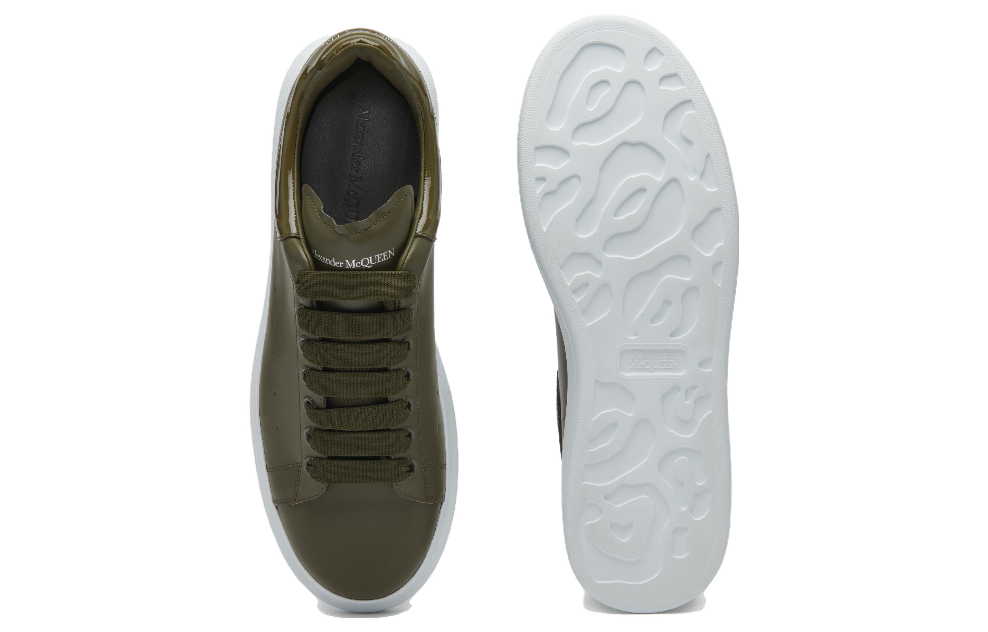 Alexander McQueen Oversized Leather Sneakers 'Olive Green' 777279WIE9C3211 #