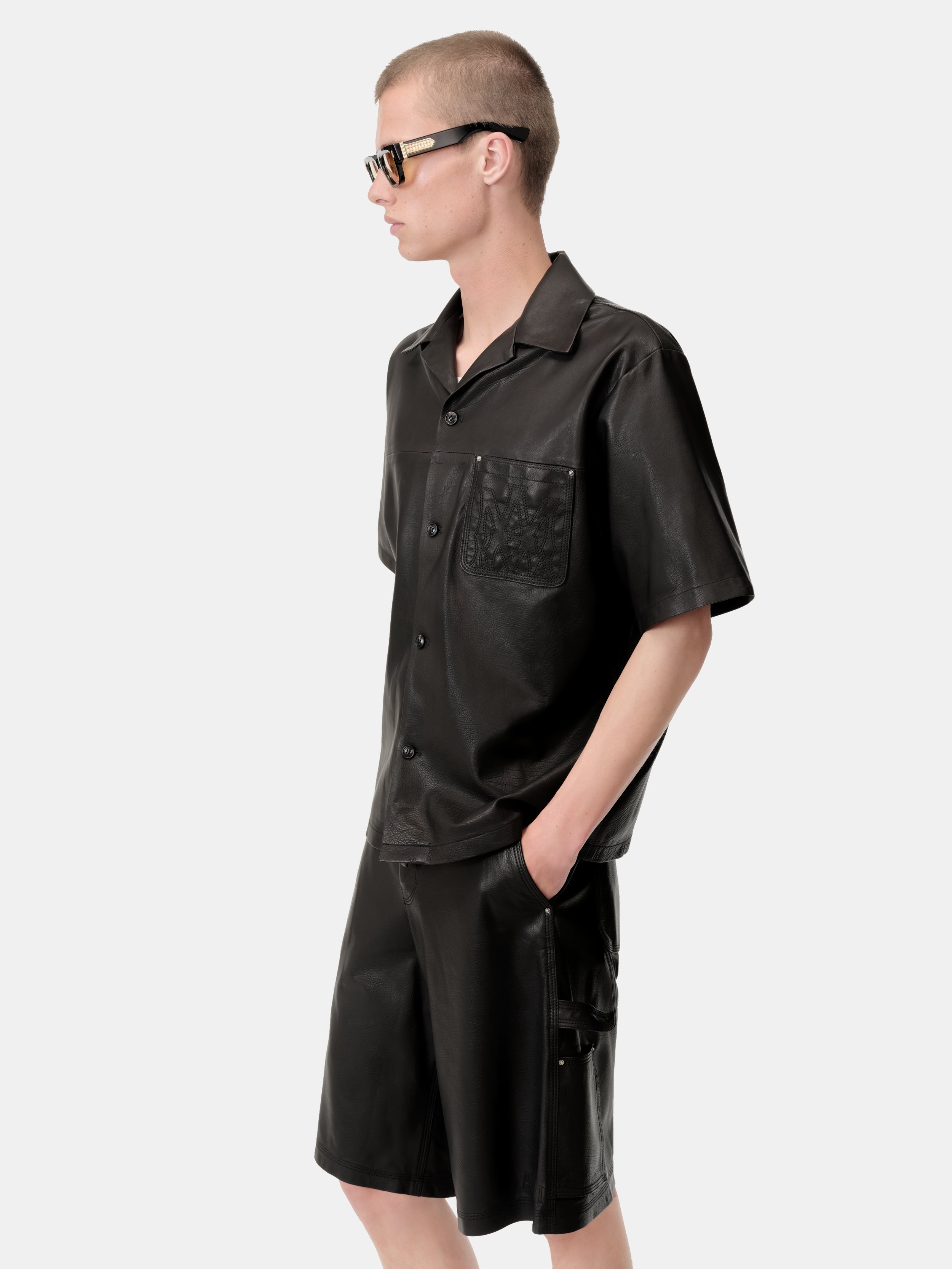 MA LEATHER CAMP SHIRT - Black