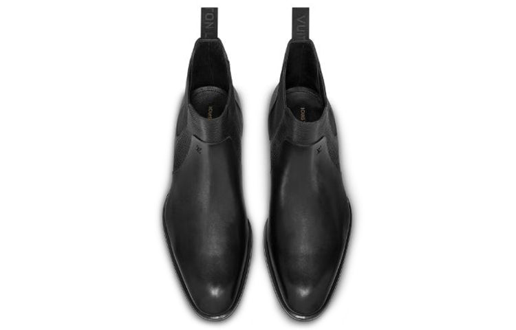 LOUIS VUITTON Wall Street Chelsea Boots 'Black EPI' 1A4OZL #.