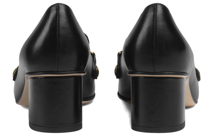 (WMNS) Gucci Sylvie Chain-embellished Leather Mid-Heel Pumps 'Black' 537539-CQXS0-1183 #