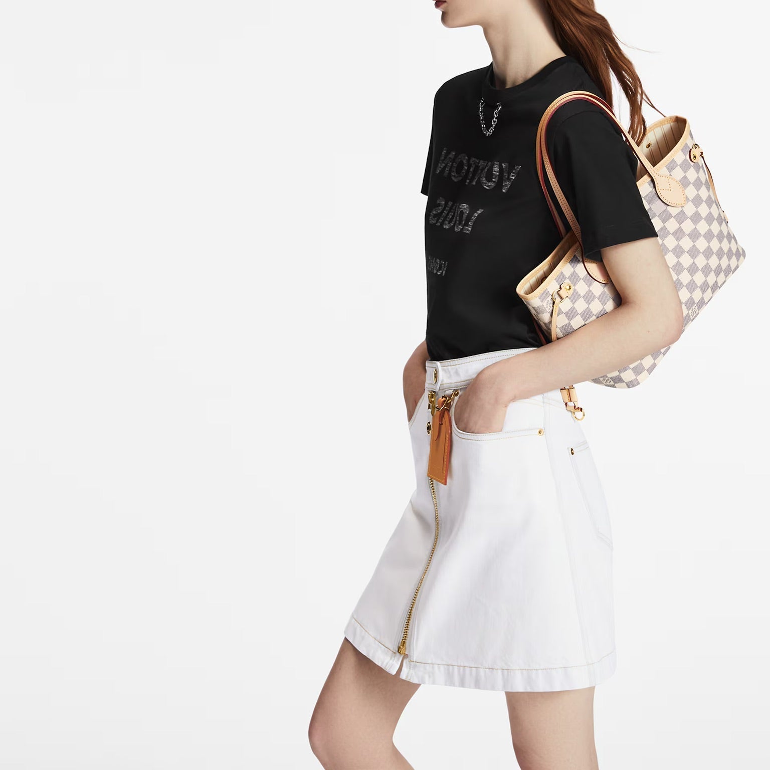 (WMNS) LOUIS VUITTON Neverfull PM Damier Azur Canvas Handbag 'Grey Gold' N40605 #