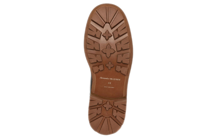 Alexander McQueen Shiny Leather Chelsea Boots 'Black Brown' 683568WHZ8C1452 #