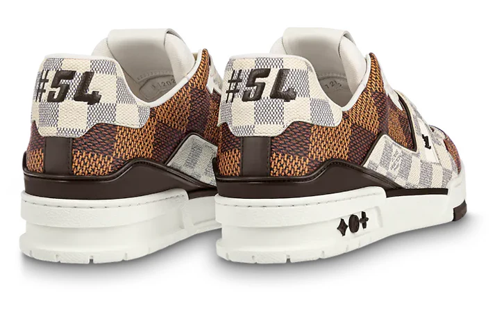 LOUIS VUITTON LV Trainer Sneakers 'Brown and White Plaid' 1AAST3 #