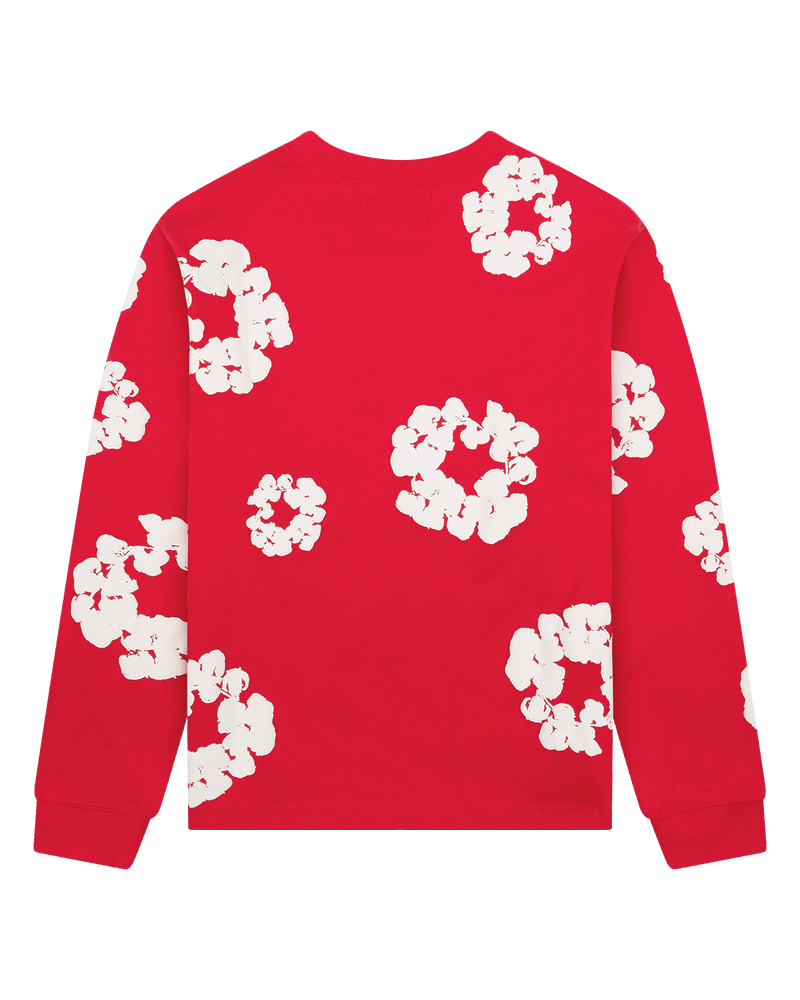 Long Sleeve Cotton Wreath Tee Black , Green, Grey , Navy , Red