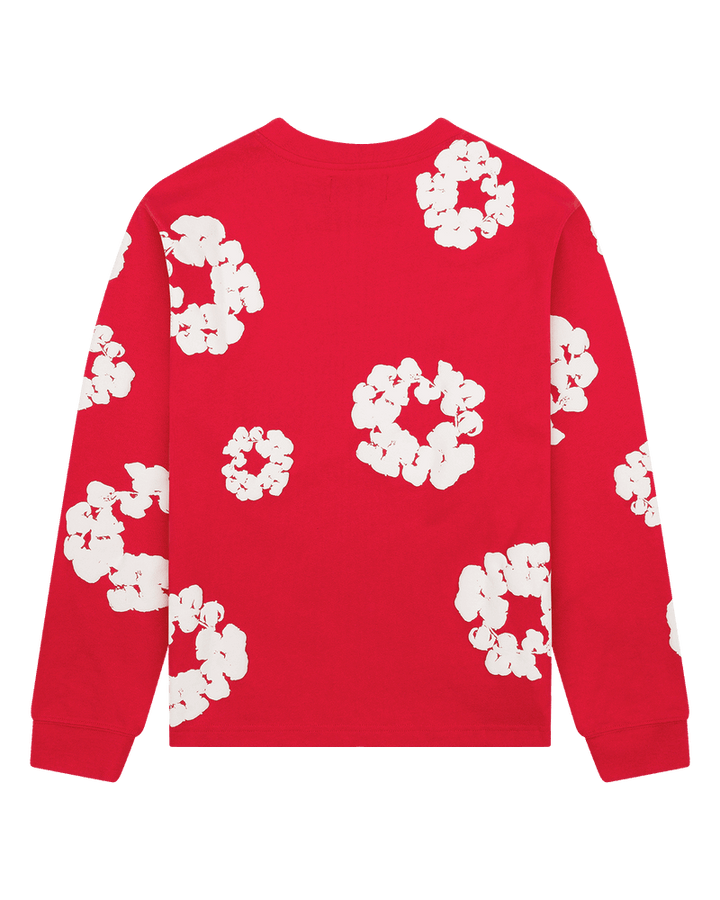 Long Sleeve Cotton Wreath Tee Black , Green, Grey , Navy , Red