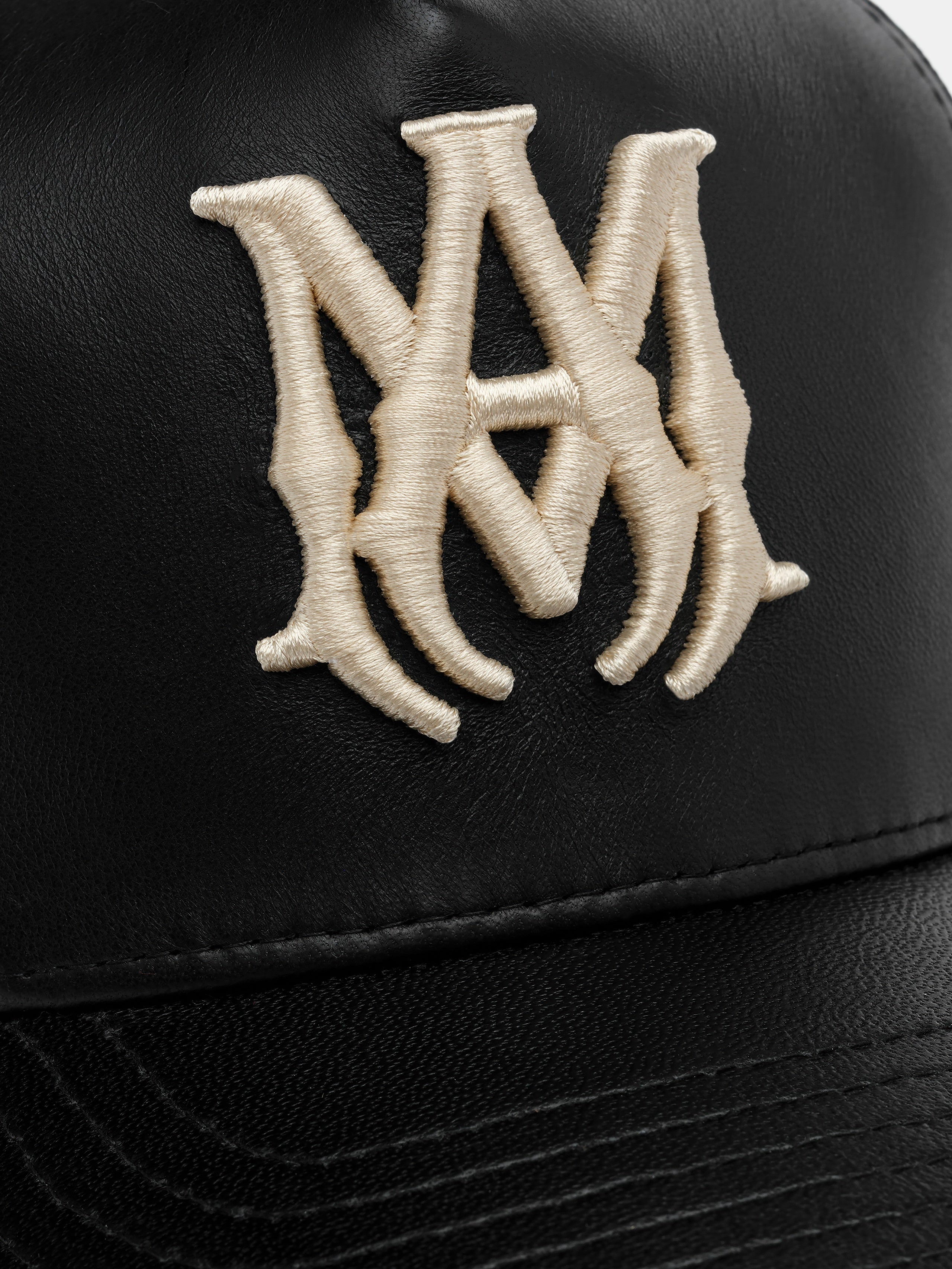 LEATHER MA TRUCKER HAT - Black