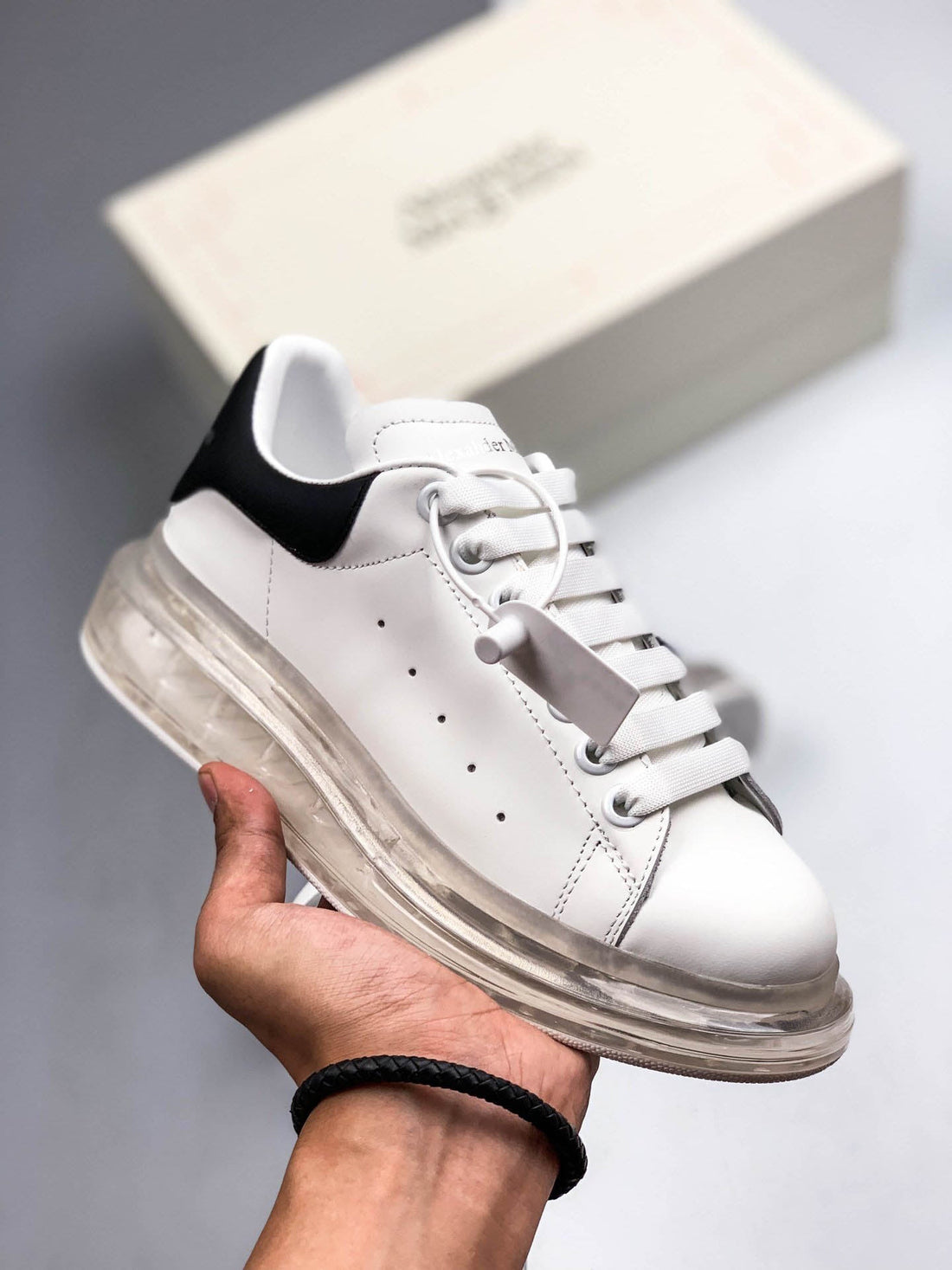 Alexander McQueen Oversized Sneakers 'Clear Sole White Navy Blue' 709817WICY19095 #