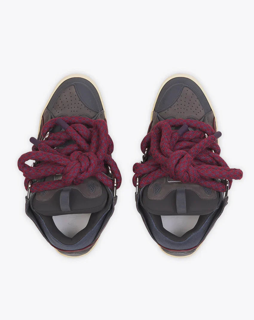 LANVIN CURB SNEAKERS IN LEATHER WITH SNAKE LACES
