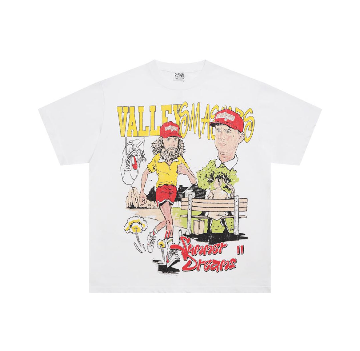 VALE VALE "Valley Forever" Run Forest Tee White, Size: Medium, New