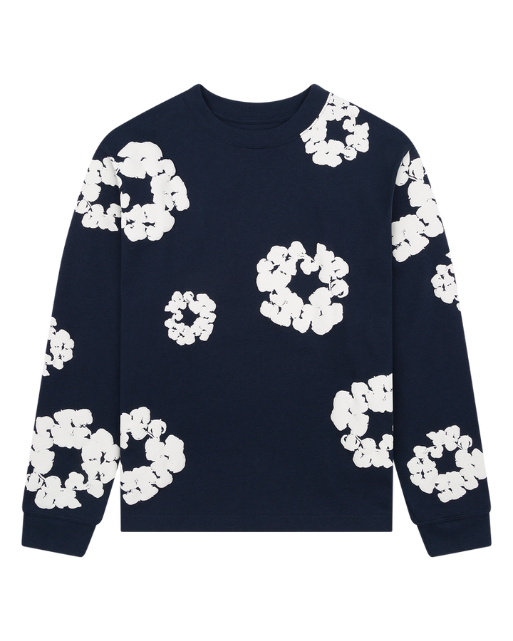 Long Sleeve Cotton Wreath Tee Navy