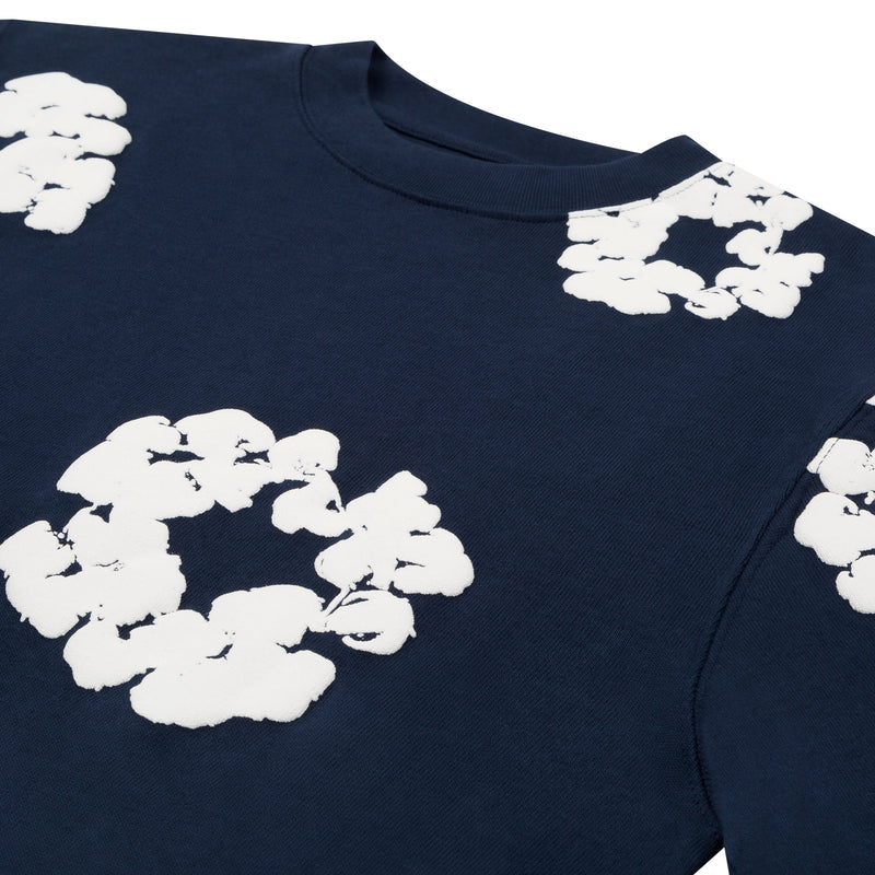 Long Sleeve Cotton Wreath Tee Navy