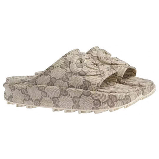 GUCCI SLIDE SANDAL " INTERLOCKING BEIGE EBONY ' #. - MAC OUTFITS