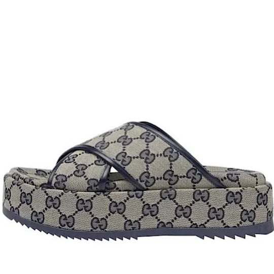 GUCCI SLIDE SANDAL " BEIGE BLUE " #. - MAC OUTFITS