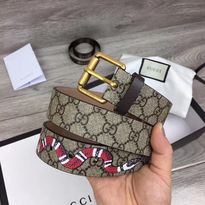 Gucci Belt Supreme Kingsnake Brown \ GOLD-TONE style 434520 k501T 8692