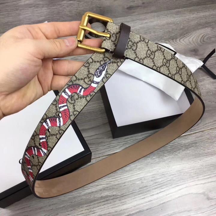 Gucci Belt Supreme Kingsnake Brown \ GOLD-TONE style 434520 k501T 8692