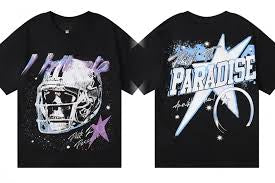 Designer Fashion Clothing Tshirt Luxury Mens Casual Tees High Street Hellstar Creative Fun Skull Helmet Print Quality Double Yarn Short Sleeve T-shirt Men