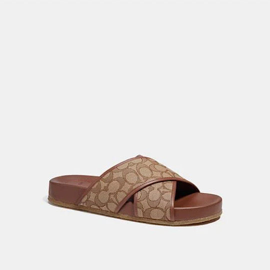 Coach Outlet Men's Brown Crossover Sandal - MAVERICKFITS