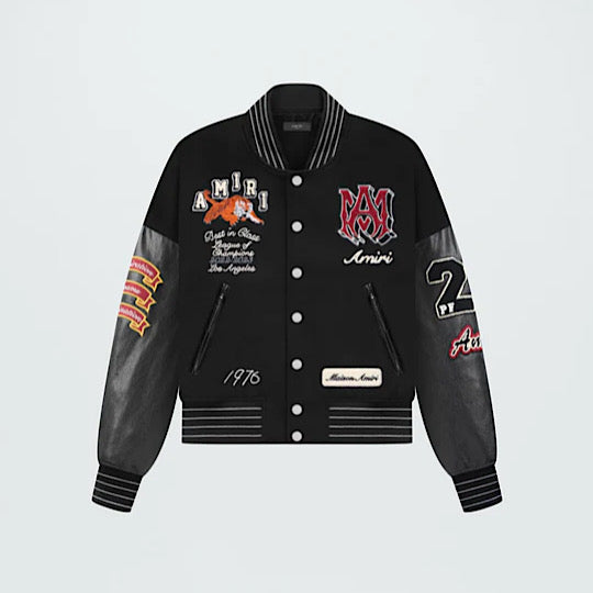 Amiri Tiger Logo Varsity Jacket Black - MAVERICKFITS