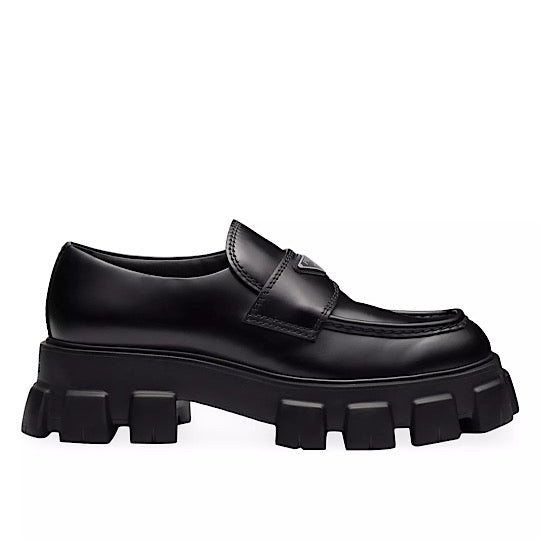 Prada  Monolith Brushed Leather Loafers - MAVERICKFITS