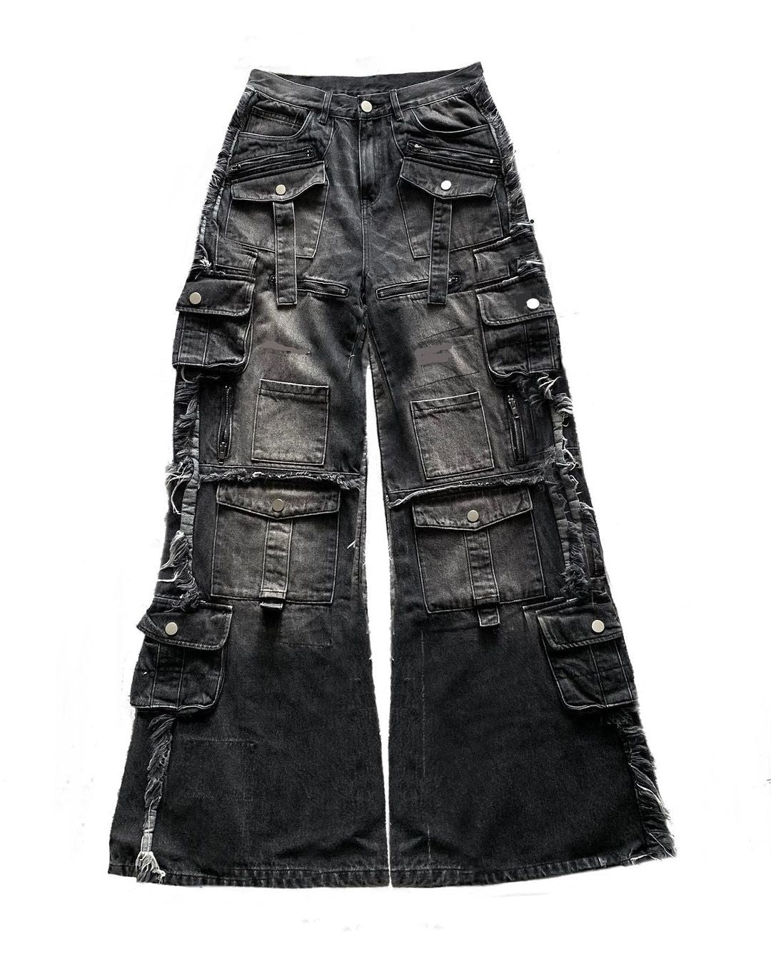 Multi-pocket Black Jeans Loose Drag - MAVERICKFITS