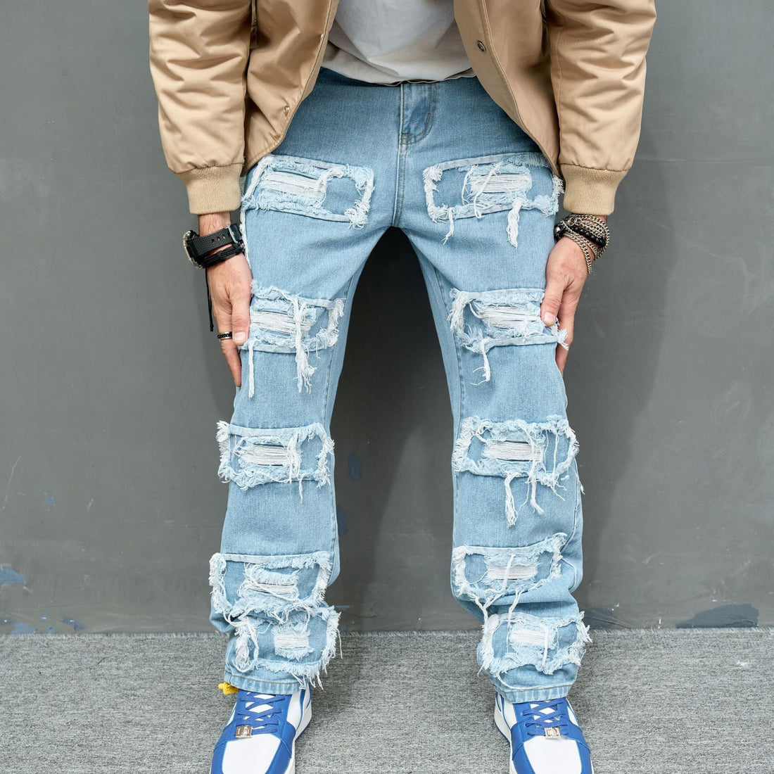 Men's Jeans Worn Stretch Slim Fit - MAVERICKFITS