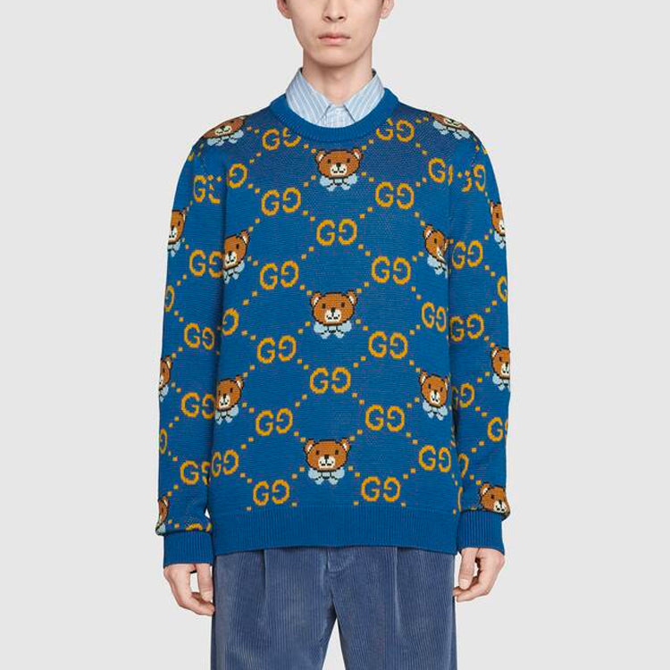 Kai x Gucci Crossover SS21 Full Print Bear Blue Logo Unisex Blue 660621-XKBW8-4795 #.