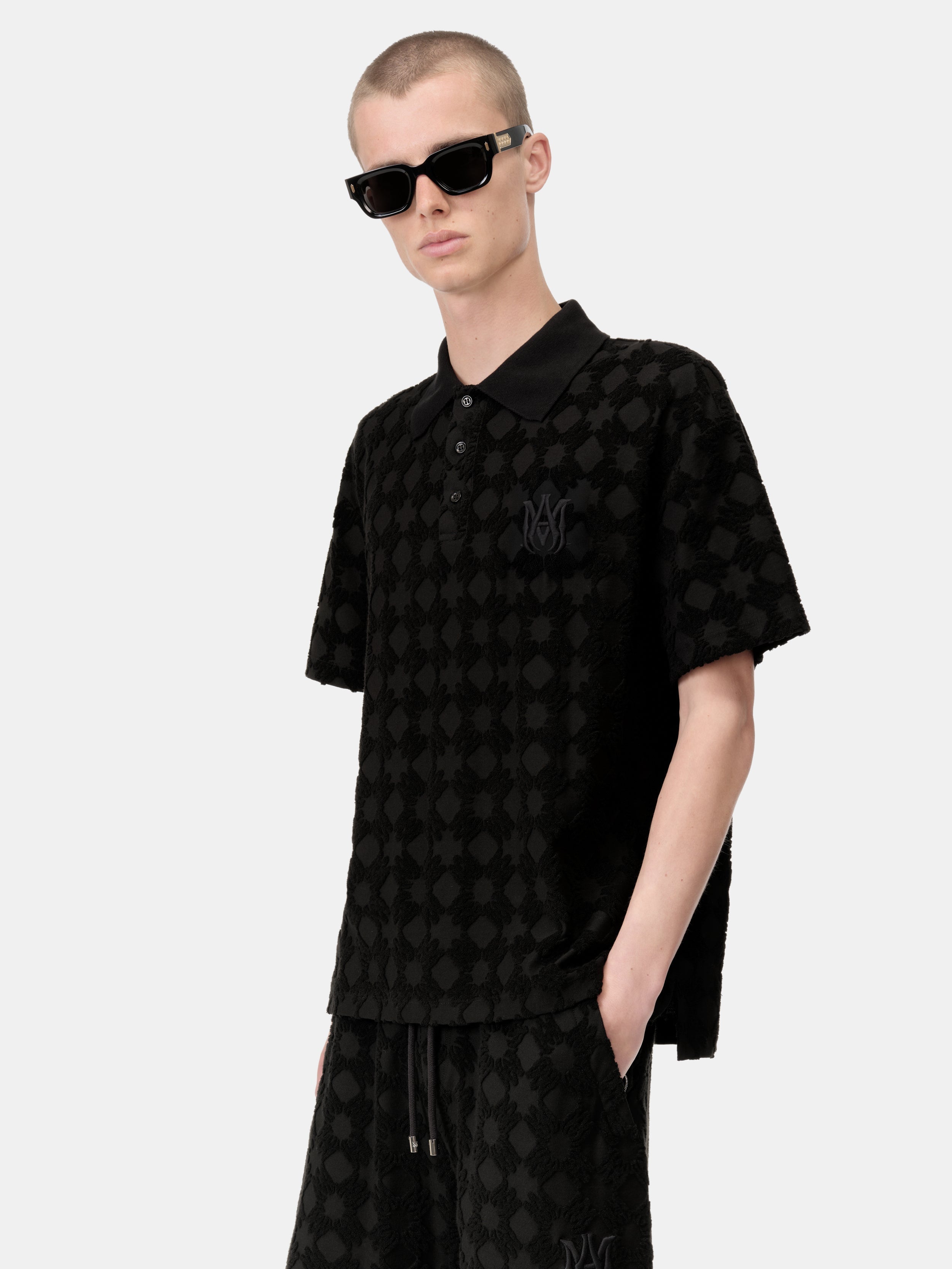 MA QUAD TOWELING POLO - Black