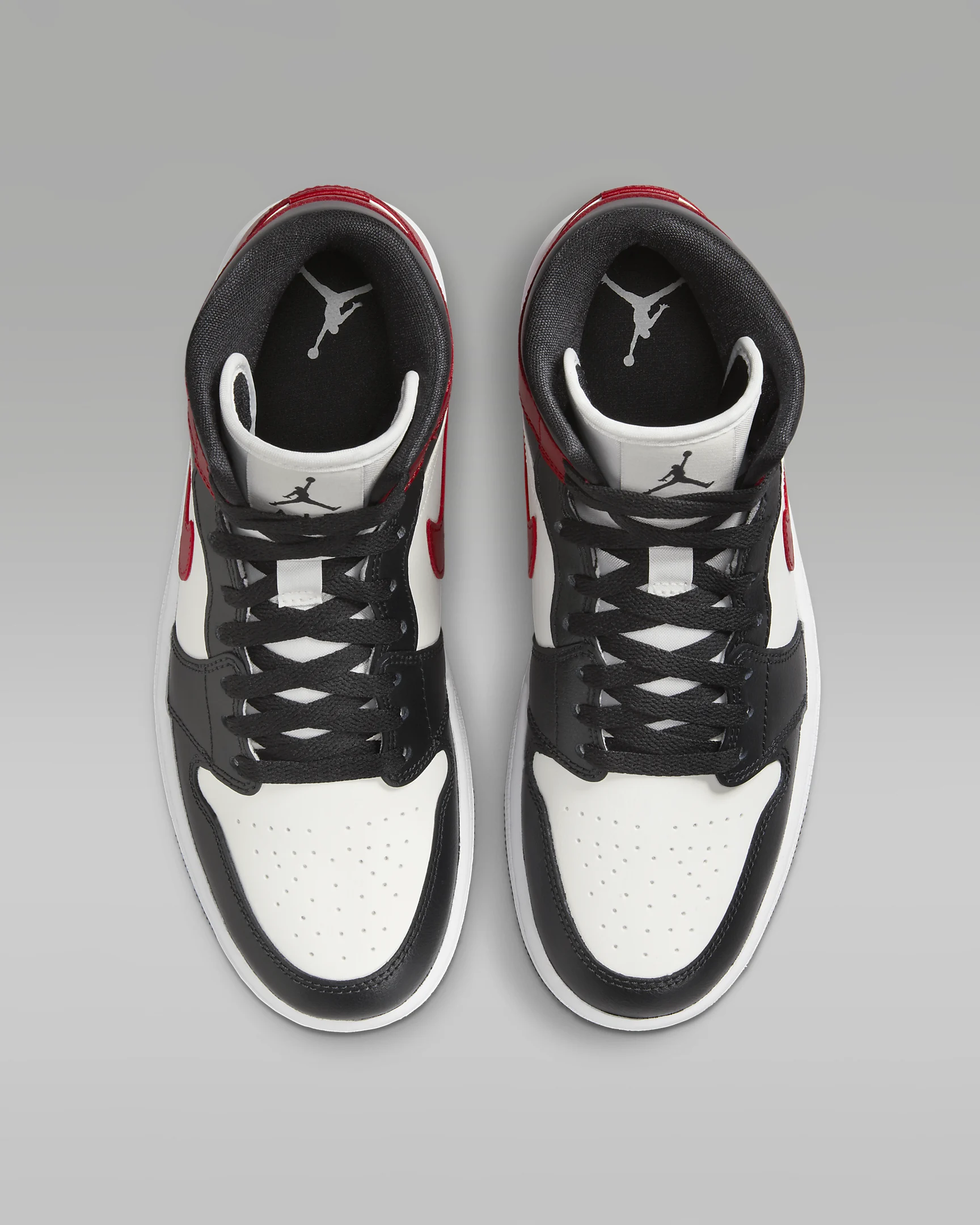 JORDAN 1 Mid   Noir/White/Gym Red #.
