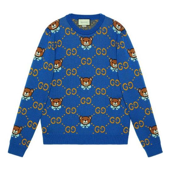 Kai x Gucci Crossover SS21 Full Print Bear Blue Logo Unisex Blue 660621-XKBW8-4795 #.