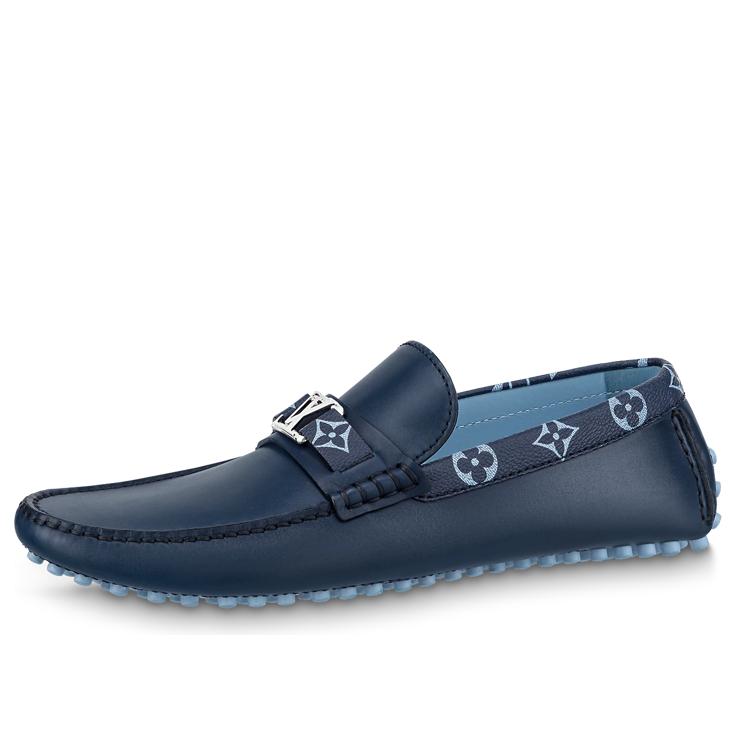 LOUIS VUITTON Hockenheim Moccasin Shoes 'Blue with Monogram Collar' 1AAN5H #