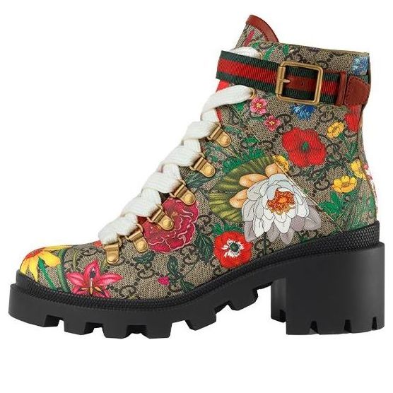 (WMNS) Gucci Double g Ankle Boots Flowers Embroidered 602184-HT510-8494 #.