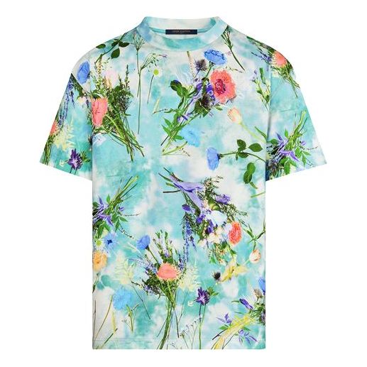 LOUIS VUITTON Cotton Flower Printing Embroidery Male Blue 1A7QLD