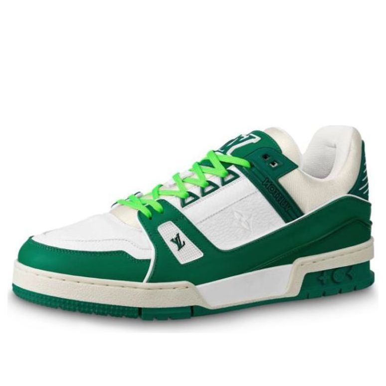 LOUIS VUITTON Trainer Sneakers 'White Green' 1A8125 #.