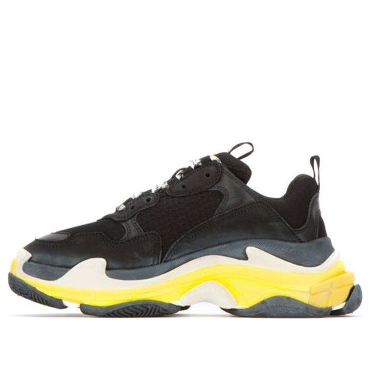 (WMNS) BALENCIAGA Triple S Daddy Shoes Black/Yellow 531388W090G1087 #