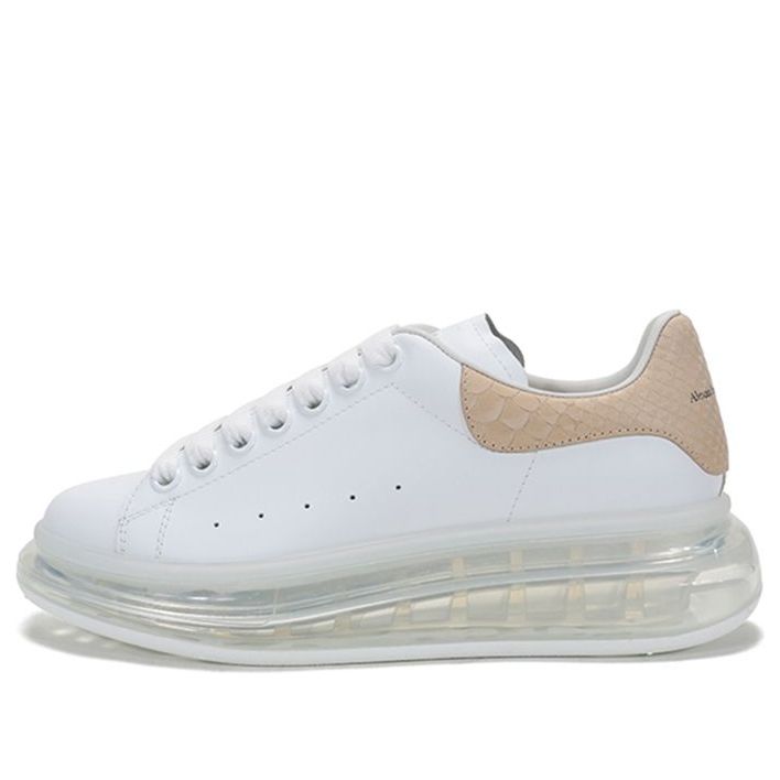 (WMNS) Alexander McQueen Clear Sole Oversized Sneaker 'Beige Embossed Suede Crocodile' 650796WHZ4V9728 #