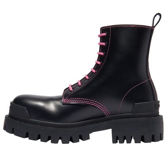 (WMNS) Balenciaga Strike Lace-Up Boot 'Black Pink' 590974WA9641085 #