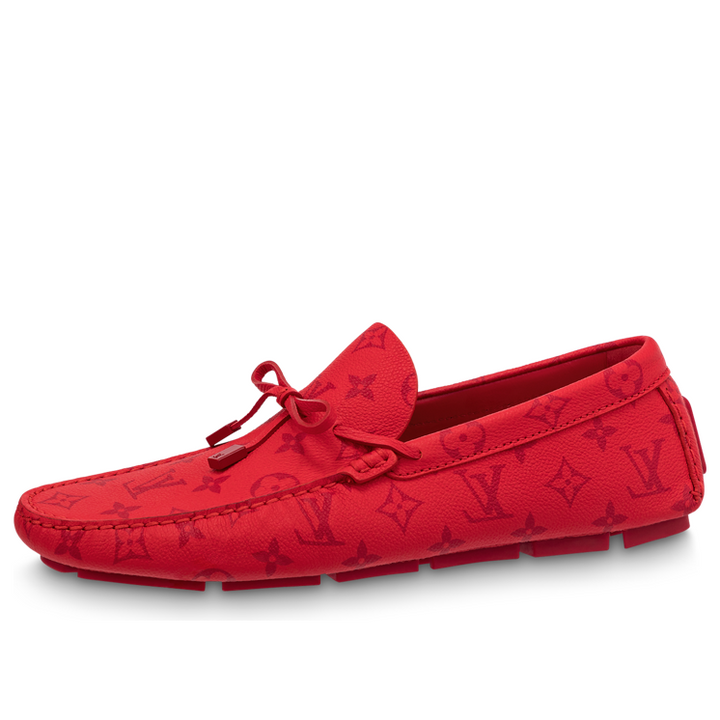 LOUIS VUITTON Driver Moccasin Shoes 'Red Monogram' 1AAPY6 #