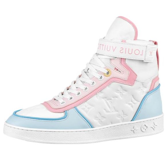(WMNS) LOUIS VUITTON Boombox Ankle Sneakers 'White Monogram with Pink and Blue' 1A9S6Q #