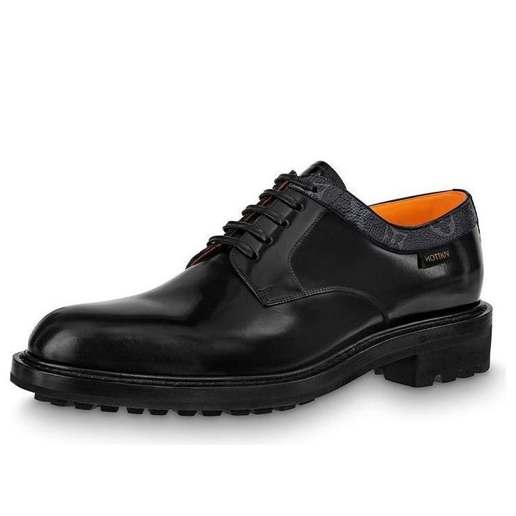 LOUIS VUITTON Voltaire Derby Shoes 'Black with Monogram Colar' 1A8Y3A #